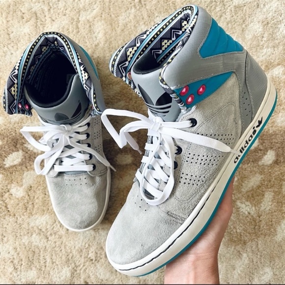 Adidas Adi High EXT Hightop Suede Sneaker 2012 Retro Style In Gray Blue Size 7 - Picture 2 of 12